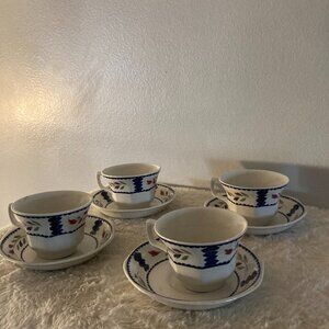 Adams China "Lancaster" 2-5/8" Flat Cup & Saucer Set (4)